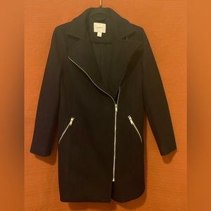 Black Zippered Midi Coat Old Navy Small